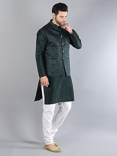 Image of Uri and MacKenzie Men's Silk Blend Kurta Pajama with Designer Ethnic Nehru Jacket /Modi Jacket