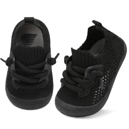 Image of BARERUN Baby Shoes Baby First Walking Shoes Infant Sneakers Wide Toe Box Slip on Shoes Soft Sole Baby Boys Girls Crib Shoes Toddler Breathable Lightweight House Sock Shoes