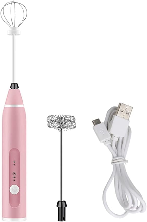 Egg Beater Frother Foamer Whisk Electric Rechargeable 3 Speed Adjustable Milk Shaker Coffee Mixer Handheld Blender Bubble Maker (Color : B Size : As shown) (A As shown)