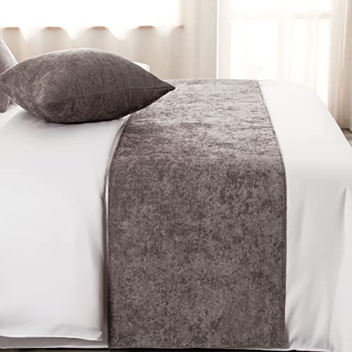 AMBERIS Bed Runner Grey, Chenille Soft No Fading Modern Bed Scarf (Pillowcases sold separately), 50 x 210 cm (for 1.5m bed) - Image 2