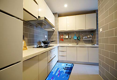 Tapis de cuisine pieuvre en polyester antidérapant 39x20 inch Couleur 2 enfants