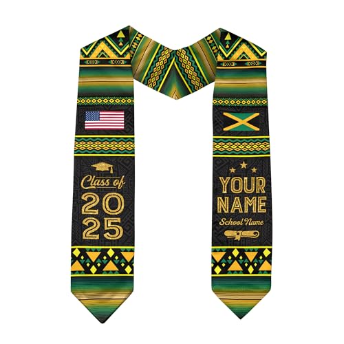 Personalized Jamaican Stoles for Graduation 2025, Custom Jamaica Graduation Stole, Class of 2025 4
