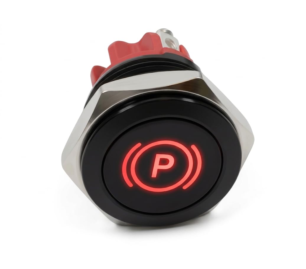 Alpinetech PLB16MS 16 mm 5/8" 12 V LED Indicateur de signal en métal Voyant de tableau de bord (indicateur de frein de stationnement)