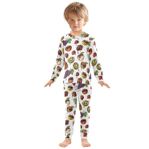 Pajama Sets Long Sleeve Various Fruits Chocolate Cream Soft Comfy Sleepwear 2 Piece PJS 3-8T2