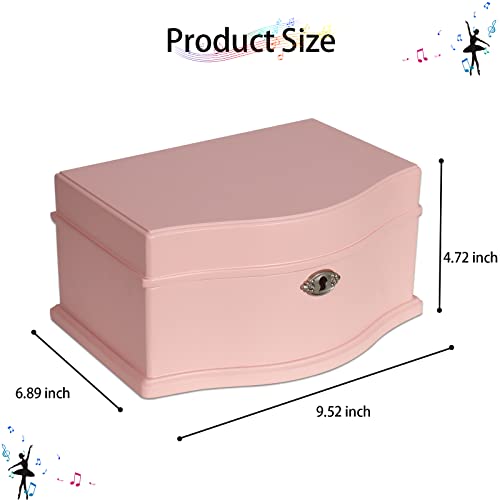 Timlog Girls Ballerina Musical Jewelry Box With Lock, Wooden Jewelry Organizer Jewelry Box Storage Case With Mirror For Girls (Pink) #TOP1