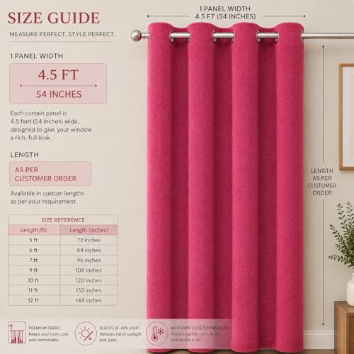 Image of Velvet Curtains | Heavy Soft Premium Velvet Drapes for Bedroom and Living Room | Semi Light Blocking, Thermal Insulated and Noise Reducing Window Panels | 5 Feet, Set of 2 (Pink)