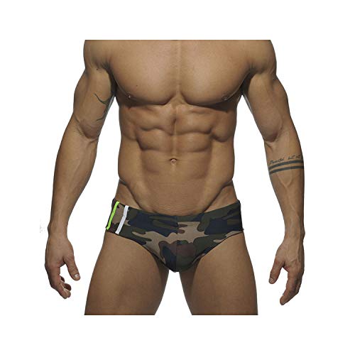 Wonderful Life Men's Summer Swimsuits Low Rise Soft Man Sexy Swim Briefs Beach Shorts Sexy Man Bikini Comfortable Printing Man Swimwear,Camouflage,M