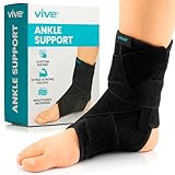 Vive Sprained Ankle Brace - Neoprene Compression Foot Support Stabilizer Wrap Protector - Tendonitis, Heel Spur, Running Feet Sprain, Soccer, Football, Volleyball, Basketball - Men, Women, Right, Left