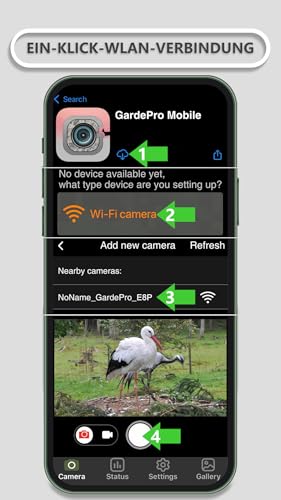 GardePro E8P Max Wildkamera WLAN, Wiederaufladbare 8000mAh Akku, Integrierte SD Karte, 64MP 1296P, E8PMB Wildtierkamera mit bewegungsmelder nachtsicht, Handyübertragung