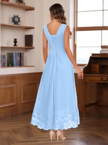 Women's Long Lace Mother of The Bride Dresses Short Sleeve Formal Dresses for Women Wedding Guest DE1564