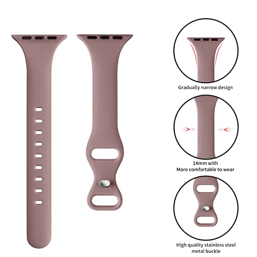 Image of Thin Slim Band Compatible with Apple Watch 38mm 40mm 41mm 42mm 44mm 45mm 46mm 49mm, Replacement Silicone Sport Strap for iWatch Series 11 /10 /9 /8 /7 /6 /5 /4 /3 /2 /1 Ultra SE Women Men, Smoke Violet