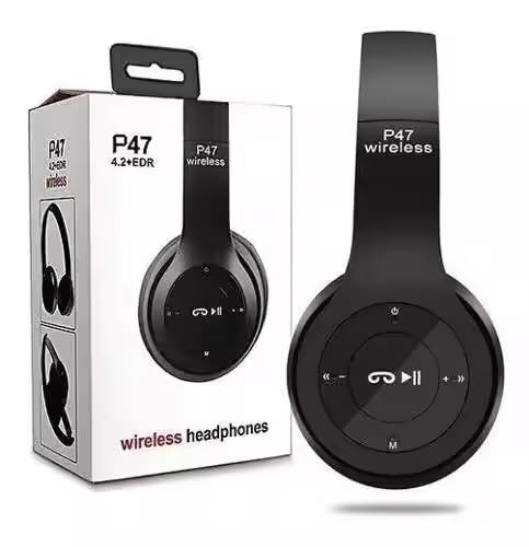 P47 Latest Wireless Bluetooth Over-Ear Headphones with Mic, SD Card Slot, Foldable Stereo Headset, FM Radio, AUX Input, Adjustable Headband, Compatible with All Smartphone, Laptop & Tablet-image-24