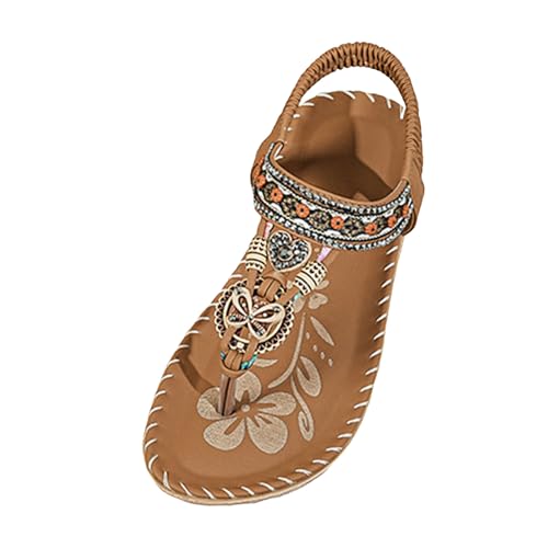 Genérico Tacones Sandalias playa ligeras cómodas 𝐬uela plana informales m𝐨da talla grande Sandalias Hispanitas antideslizantes transpirables elegantes (Brown, 41)