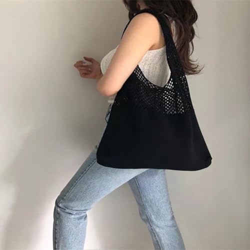 Bolso de playa tejido a ganchillo, tipo tote con asa para hombro, bolso cruzado de verano para mujer miniatura 2