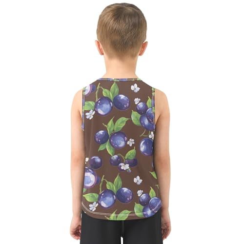 JUNZAN Saskatoon Berry Fruit Brown Boys Athletic Tank Top Sleeveless Casual Vest Tees Kids Activewear for Travel Cycling 3T3