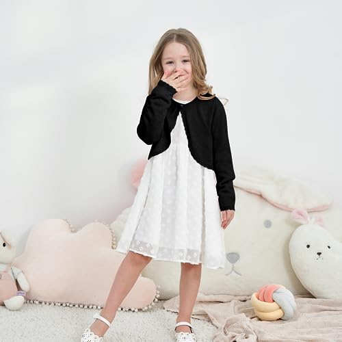 Image of Girls Cardigan Bolero Ruffle Open Front Button Cover-Up 3-12Y