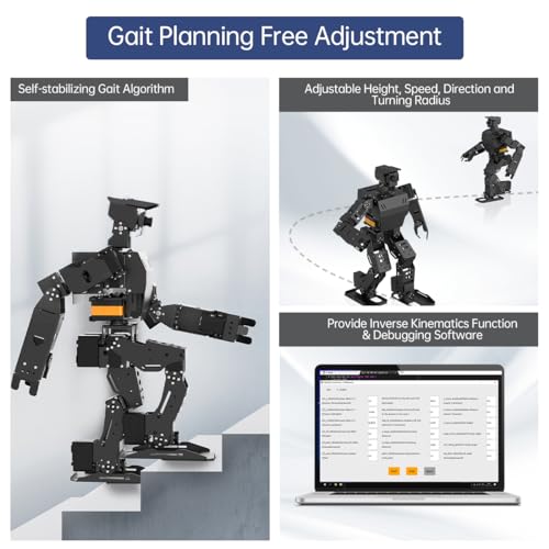 Image of AiNex ROS Smart Robot for Raspberry Pi 5 Programmable 24 DOF Humanoid Robot PC APP Wireless Controller, AI Vision Walking Hurdling Grasping Kicking Boxing Stand Up Automatically, with RPi 5 8GB