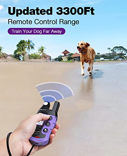 Bousnic Dog Shock Collar - 3300Ft Dog Training Collar With Remote For 5-120Lbs Small Medium Large Dogs Rechargeable Waterproof E Collar With Beep (1-8), Vibration(1-16), Safe Shock(1-99) Modes(Purple) #TOP2