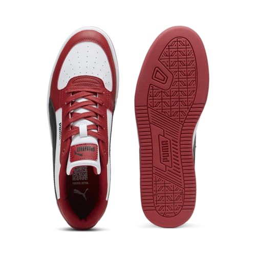 PUMA PUMA Mens Caven 2.0 Sneaker, Club Red Mens White Mens Black, 7.5
