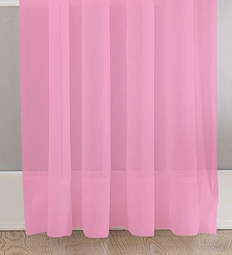 Megachest Woven Voile super wide metallic ring top Curtain 1 Panel (candy pink, 116" wide X 81" drop) โ image 1