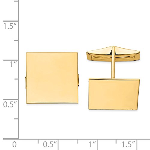 Mancuernillas cuadradas para hombre en oro amarillo 14k miniatura 2