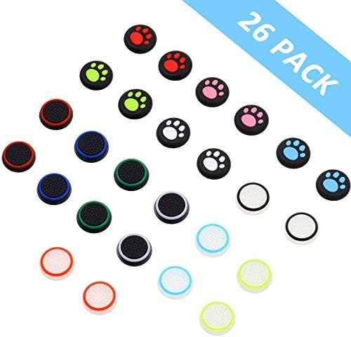 Frienda 26 Items Alternative Thumb Grips Caps Cowl Silicone Luminous Analog Controller Joystick Thumb Stick Cap Appropriate with PS5 PS4 PS3 PS2 Xbox 360 Xbox One Controllers