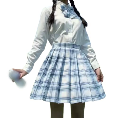 [COSSA] 制服 スカート プリーツスカート コスプレ JK 女子高生 制服セット チェックスカート リボン キャンパス パーティー コスプレ 写真撮影 遊園地 文化祭 卒業式 プリーツスカート+リボン 2点セット