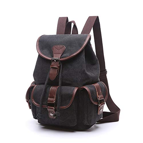 Mochila Feminina Pequena em Lona Resistente Estilo Mini Saco Compacta e Durável Ideal para o Dia a Dia Moderna e Versátil Perfeita para Passeios e Uso Diário Confortável e Elegante- ZAFIN (Preto)