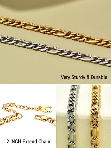 Image of FaithHeart Waterproof Ankle Bracelets for Women, 1 /2 /3Pcs Non Tarnish Stainless Steel Layered Anklet Set Paperclip Figaro Cuban Link Chain Dainty Summer Beach Jewelry Gift Adjustable Size