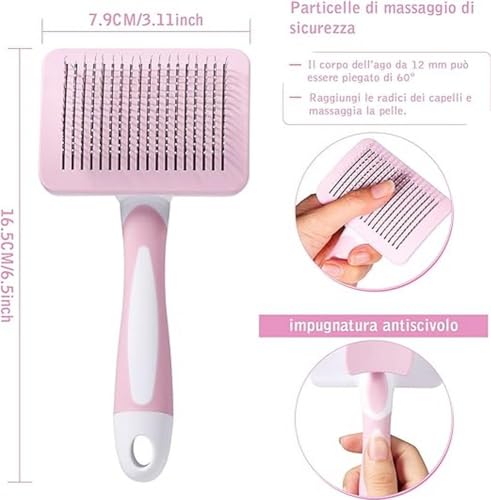 Vinabo Brosse Autonettoyante Pour Animaux de Compagnie,Brosse Pour Poils Longs et Courts,Pour Chiens Chats Eliminer Efficacement des Tomentose Sous-poil Tangles , Rose - Image 3