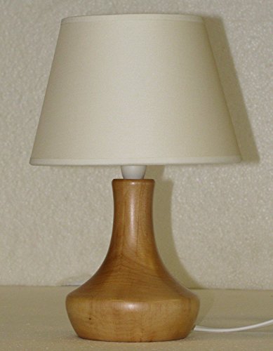 Lampada lumetto abat jour da comodino fiaschetta in legno tornito con paralume; produzione propria, made in Italy (frassino)