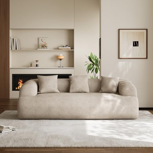 91" Boneless Couch,Cloud Couch,Chenille Curved Sofa with 3 Seater and