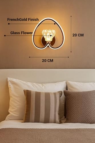 Image of FILLISKA Luxurious Acrylic Crystal Wall Lamp with Adjustable Colour Changing Function, Elegant Finish (FrenchGold-8007)(1 Year Warranty)