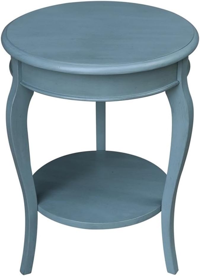 International Concepts Cambria Solid Wood Round End Table in Ocean Blue