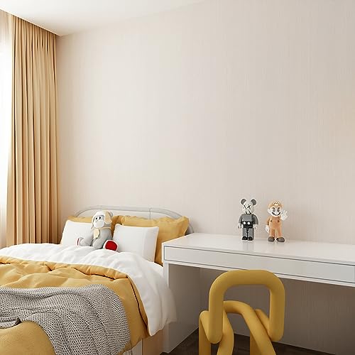 JSEVEM 80CM×4M Extra Wide Thick Beige Warm White Wood Wallpaper Peel and Stick Waterproof Wood Contact Paper Vinyl Matte Textured Furniture Sticker for Bedroom Living Room Cabinet