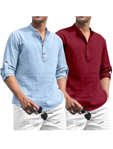 Image of Zombom Men's Kurta || Chinese Collar Long Sleeves || Straight Hip Length Kurtas || Short Kurta for Men || for Festival || Function || Occasion Wear Fancy Kurta for || Best Gifts for Men