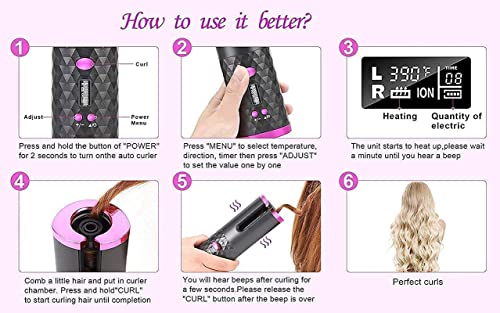 Image of ALPHA-STORE-USB-Rechargeable-Automatic-Hair-Curler-For-Women-Cordless-Automatic-Hair-Curler-Silky-Curls-Fast-Heating-Wireless-Auto-Curler-with-Timer-Setting-and-6-Temperature-Adjustable (OChc0)