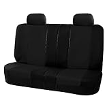 FH GROUP Car Seat Covers Multifunctional Flat Cloth Bench Seat Covers, Allows 40/60, 60/40, 50/50 Split - Fit Most Car, Truck, SUV, or Van (Solid Black) FB051012