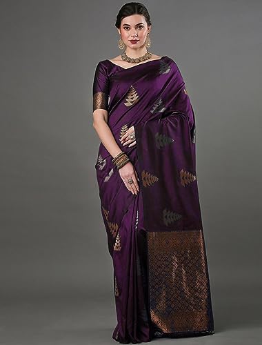 Image of Flosive Women's Dark Color Kanjivaram Silk Saree With Weaving Work