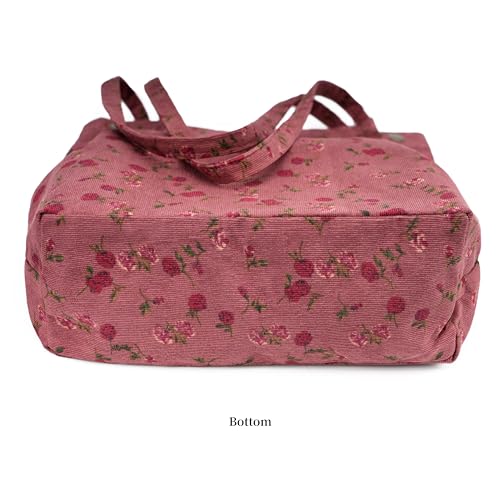 Image of TOPASION Cute Corduroy Tote Bag Canvas Shoulder Handbags for Women Travel Shopping