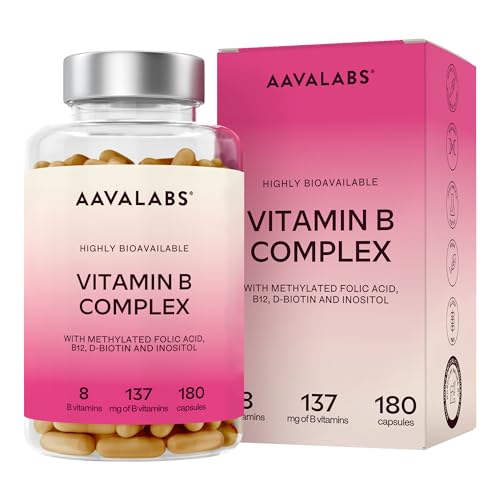 Vitamin B Complex High Strength - Includes Essential Multi B-Vitamins B12, Vitamin B6, Vitamin B1, Vitamin B5 Pantothenic Acid, Niacin, Biotin, Folate, Riboflavin, Inositol - (180 Capsule Supply)