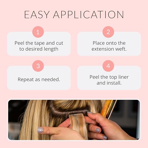 Image of Beautify Lace Front Hair Extension Tape Roll 1 /3 inch x 6 Yards, Hypoallergenic No-Shine Double Sided Tape for Tape in Hair Extensions Human Hair, Strong Long Lasting Extension Tape for Secure Bonding