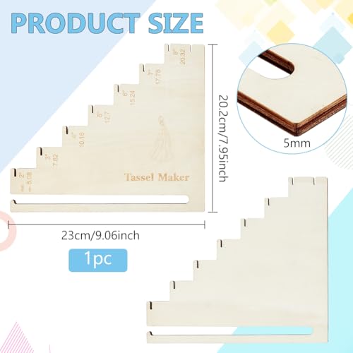 BENECREAT Wooden Tassel Maker, 7-Size Tassel Making Ruler - Image 2