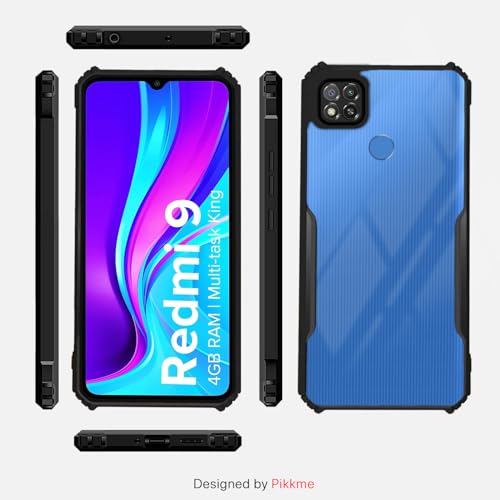Image of Outlouders Back Cover for Redmi 10A / Redmi 9 / Redmi 9 Activ / 9C / Poco C31 | Ultra Hybrid Transparent | Full Camera Protection | Raised Edge | Crystal Clear Bumper Case(Black)