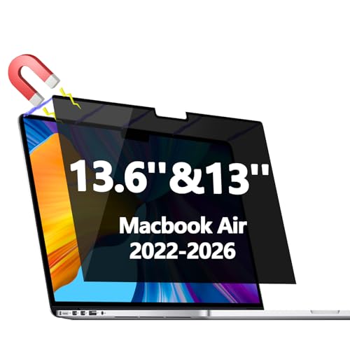 Phimoos Magnetic Privacy Screen Protector for MacBook Air 13.6 & 13 Inch (2022-2026, M2/M3/M4/M5), Removable Anti Spy Glare Blue Light Shield for 13.6" Mac Laptop Privacy Filter