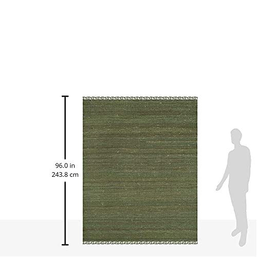 Image of SAFAVIEH Natural Fiber Collection Area Rug - 5' x 8', Green, Handmade Boho Fringe Woven Jute, Ideal for High Traffic Areas in Living Room, Bedroom (NF368G)