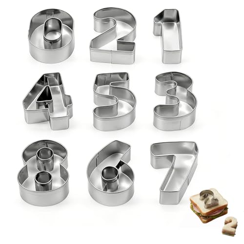 Zlokdraxy Lot de 9 Moule Chiffre，Emporte-pièces - Ensemble de Moules Chiffres à Biscuits...
