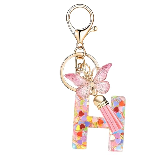 Porte clés Initiale Porte clé pour Femme Fille Personnalisée Lettres Keychain - H