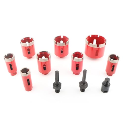 Juego de 11 brocas diamantadas para perforación de mármol, granito, ladrillo, azulejo, cerámica y hormigón, tipo corona, con rosca M14 y 5-8/11, sin caja