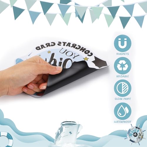 Image of Dazoratix Retro Cruise Door Decorations - 9 Pcs Large Ship Cabin Anchor Magnetic Essentials Funny Magnets Stickers Stateroom Decals for Summer Carnival Party Holiday Accessories Refrigerator Car Decor
